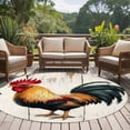 thumbnail image 4 of Retro Rooster Round Rugs for Living Room 6ft Colorful Chicken Vintage Broad Watercolor Non Slip Circle Rug Washable Low-Profile Indoor Carpet for Bedroom, Dining Room, Bathroom, 4 of 9