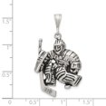 thumbnail image 4 of 925 Sterling Silver Polished Oxidized Hockey Player Charm 40x25mm Wide Pendant Necklace for Women, 4 of 4