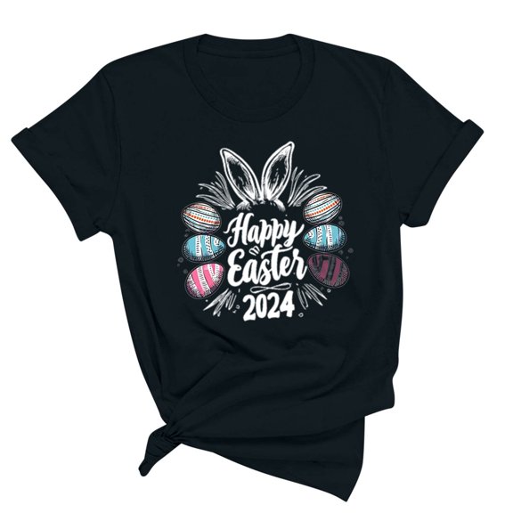 Fesfesfes Women's Shirts Womens Fashion Print Tops Short Sleeve Out Blouse Funny Round Neck T-Shirt Tops Blouses S(US:4)