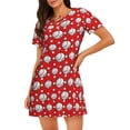 thumbnail image 1 of Saiise Mignon Motif Baseball Chemise de Nuit à Manches Courtes Col Rond Mignonne Robe de Nuit Confortable, 1 of 6