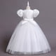 thumbnail image 5 of Vestido infantil Umfun de manga corta para niña, vestido de princesa con cola de flores, vestido formal de noche para baile, vestido de fiesta de cumpleaños elegante con mangas abullonadas, blanco,, 5 of 5
