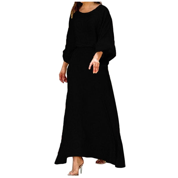 Tallas grandes Moda Mujer Casual Impreso Manga larga Cuello redondo Tops Conjuntos de vestido largo Wmkox8yi bvn2776