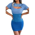 thumbnail image 4 of KRE Prime Women Color Block Cutout Short Sleeve Sweater Dress, 4 of 9