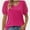 Hotpink, variant on Womens Casual V Neck T Shirts Swiss Dotted Puffy Sheer Short Sleeve Blouses