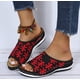 thumbnail image 1 of Pantuflas de boca de pescado, flores a juego de colores retro, cuñas con pantuflas tejidas voladoras Wmkox8yii  hj789, 1 of 3
