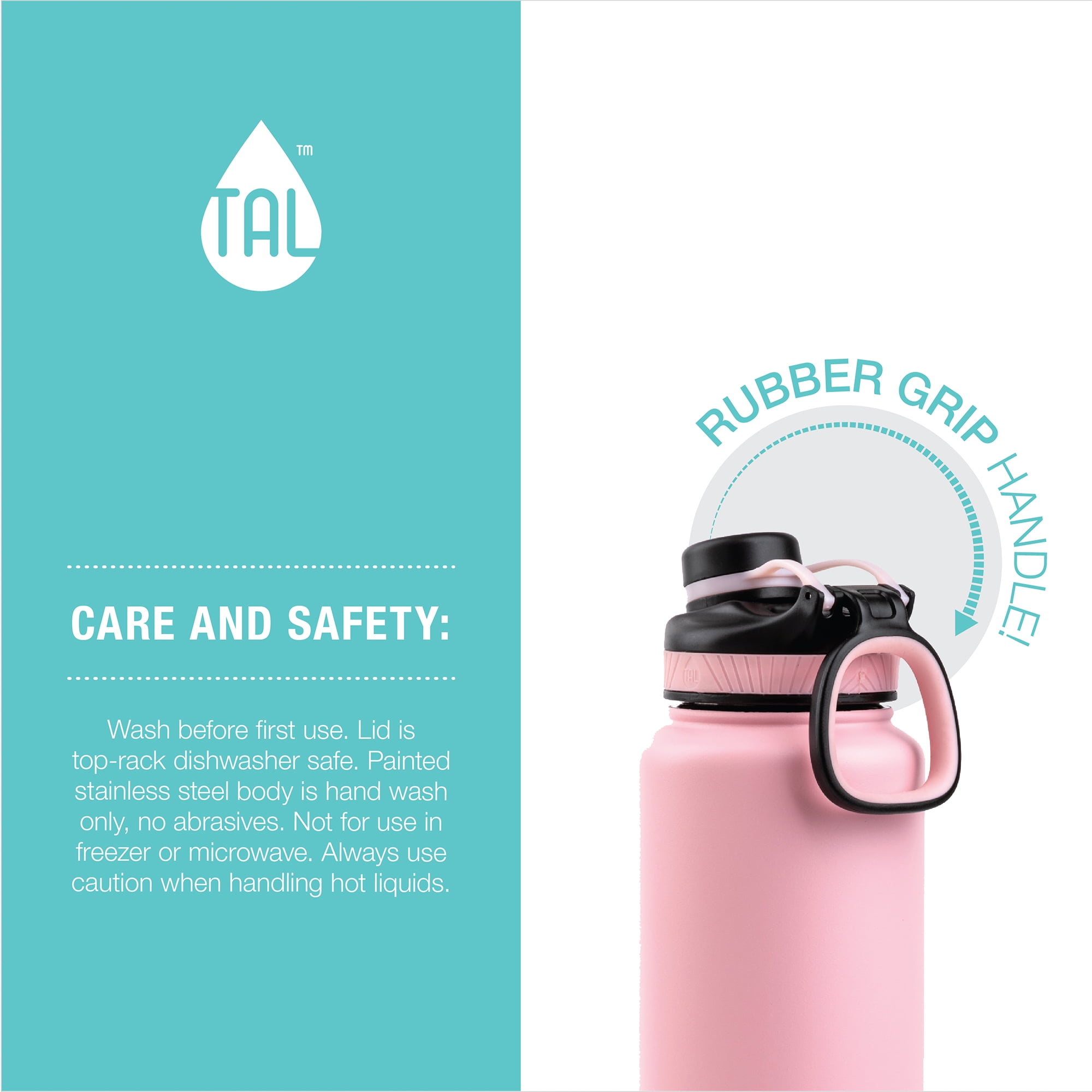 TAL Ranger 40 oz Pink Black Stainless Steel Water Bottle
