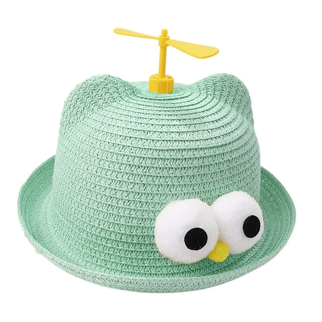Children's Sun Hat, Fisherman Cap, Propeller Hat, Cartoon, Sun Protection, Beach Green