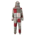 thumbnail image 4 of CUZIBR Christmas Family Pajamas Thickened Downy Long Sleeve Hooded Full Zipper Up Overall Sleepwear Outfits Lovely Snowflake Snowman Print One Piece Jumpsuits Loungewear For Men,Wine,Xl, 4 of 9