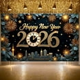 thumbnail image 6 of Golden Theme Happy New Year Banner Festive 2026 Banner Fireworks Decor Star Pattern Celebration Banner for New Year Party Holiday Celebration Indoor Decoration, 6 of 9