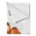 thumbnail image 2 of Coffee Art Soft Flannel Fleece Blanket, Wild Animal from Spilled Hot Beverage Stain Latte Cappuccino, Cozy Plush for Indoor and Outdoor Use, 60" x 80", Burnt Sienna White and Black, by Ambesonne, 2 of 5