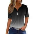 thumbnail image 2 of Teissuly Women's Casual Solid Color Medium Short Sleeve V-Neck Top, 2 of 5