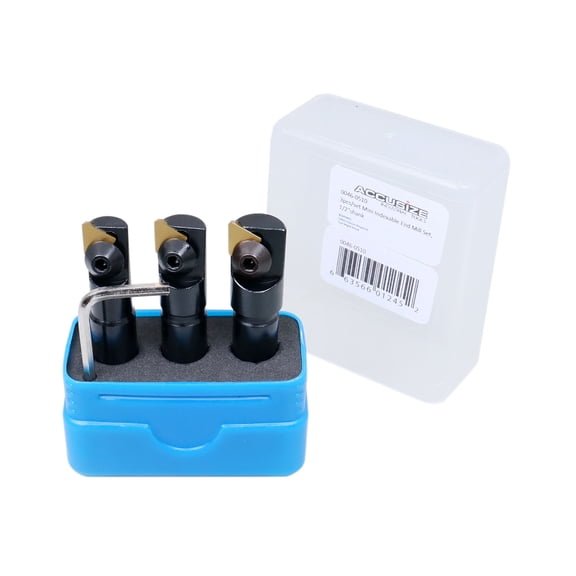 Accusize 3 Pc Miniature Indexable End Mill Set, 1/2'' Shank, 0046-0510
