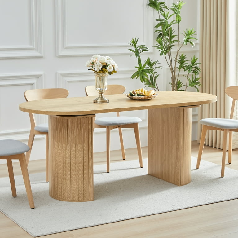 Oval Wood Dining Table with Semi-circular legs, Modern Large