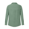 thumbnail image 6 of Otntypg Fall Women Button Down Shirts Lightweight V Neck Collared Work Blouse Long Roll Up Cuffed Sleeve Pocket Casual Boyfriend Cotton Tops Army Green M, 6 of 6