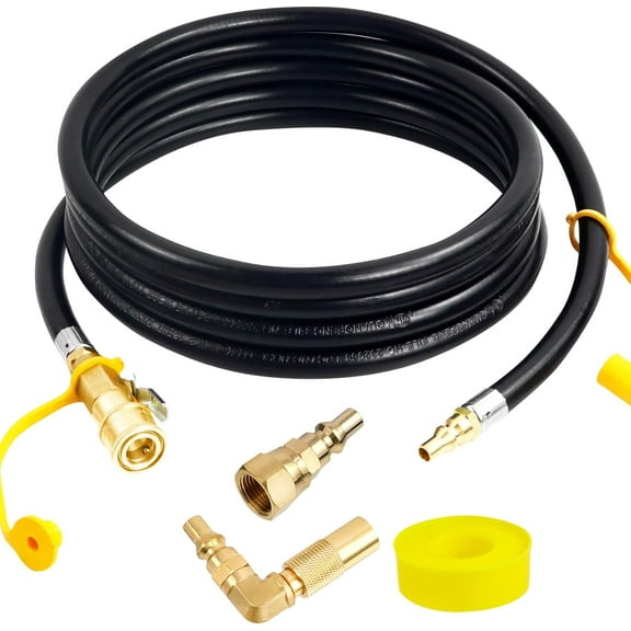 Upgraded 12FT RV Quick Connect Propane Hose for RV to Grill, Low Pressure Quick Connect Propane Hose with Elbow Adapter for 17" and 22" Blackstone Griddles/Grills