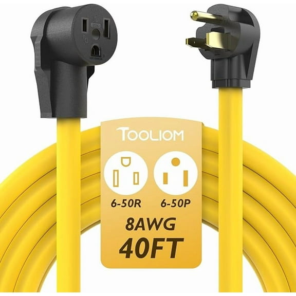 TOOLIOM 6-50P to 6-50R Welder Extension Cord 40FT 8AWG Power Extension Cord for Welding Machines with ETL Approved