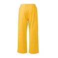 thumbnail image 6 of Domuza Pants for Men Casual Loose Hemp Drawstring Elastic Waist Trousers Lightweight Wide Leg Linen Pant with Pocket Yellow 2XL, 6 of 6