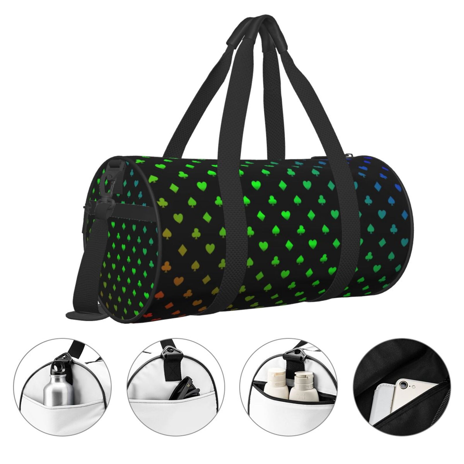 Vsdgher Poker Shapes 45L Foldable Duffel Bag, Sports Gym Bag,Overnight Bag, Portable Weekender Bag for Airplanes