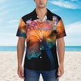 thumbnail image 2 of Balery Bioluminescent Underwater Flower Camisas hawaianas de manga corta para hombre, camisas playeras de corte holgado, camisas de vacaciones con botones,Large, 2 of 7