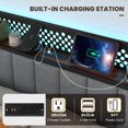 thumbnail image 4 of Gymax LED Bed Frame Queen Size w/ Charging Station Upholstered Headboard 4 Drawers, 4 of 10