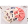 thumbnail image 3 of Coral Fleece Turbie Twist, Watermelon Red Super Absorbent Hair Towel with Double Bow, Fast Drying Microfiber Turban for Women and Girls Watermelon Red, 3 of 4