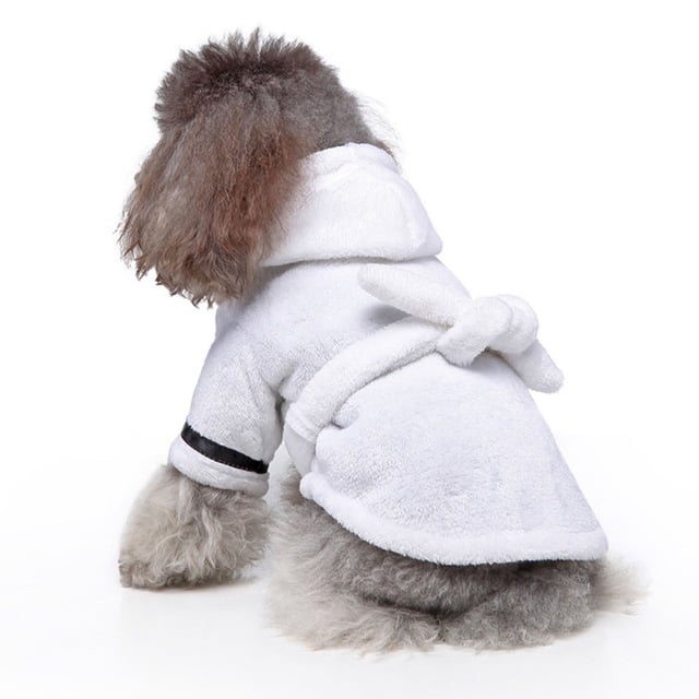 BESTYASH Durable White Polyester Dog Bathrobe Supple Water Absorbent Pet Bathrobe