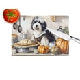 thumbnail image 2 of Old English Sheepdog Fall Kitchen Pumpkins Glass Cutting Board Large 12 in x 15 in, 2 of 5