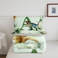 thumbnail image 5 of meiyoeat dinosaur Alphebat A Full Size Comforter Sets,Tropical Botanical Print Bedding Comforter Set,Light Gray Reversible,3pcs,1 Comforter and 2 Pillowcases, 5 of 7