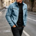 thumbnail image 2 of LODIENY Mens Vintage Cargo Jacket with Zipper Pockets Long Sleeve Stand Neck Full Zip Casual Windbreaker Coat Blue L, 2 of 8