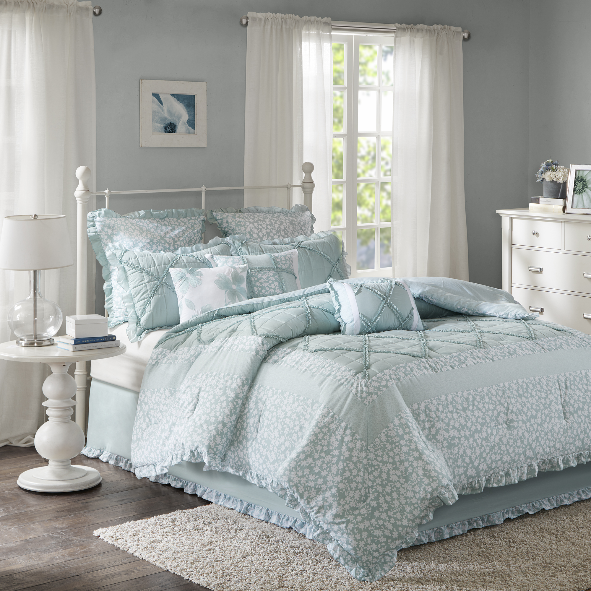 Home Essence Gretchen 9 Piece Cotton Percale Comforter Set