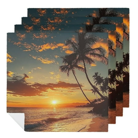 

FUMJ Palm Trees Sunset Cloth Napkin Polyester Reusable Fabric for Events Kitchen Pack of 1 4 PCS
