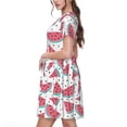 thumbnail image 2 of Vsdgher Robes Maxi Midi Décontractées Melon D\'eau pour Femmes Été 2025 Manches Courtes Légères Col Rond Robe de Plage, 2 of 6