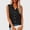 A596 Black, variant on Linen Tank Top for Women V Neck Button Down Sleeveless Blouse Fashion Casual Officewear Slim Fit Solid Design Breathable Lightweight Summer Apparel