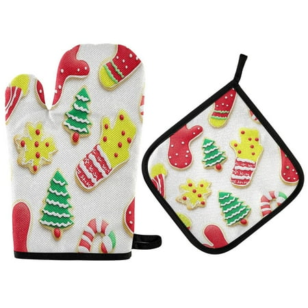 

2pcs kitchen insulation gloves Oven Mitts and Pot Holders Sets Heat Resistant kitchen insulation pad Christmas Cookies