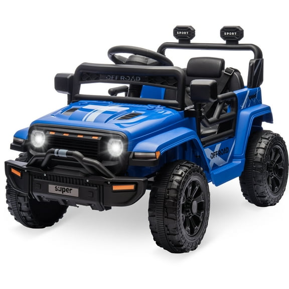 Telyswee Ride On Truck Car 12V Ride On Toy w/Parent Remote Control, Steering Wheel Music, 4-Wheel Spring Suspension, LED Lights, 2 Speeds, Kids Electric Vehicles for Age 2-5