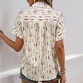 thumbnail image 5 of Button down Tops for Women Striped Printed Dress Shirts Short Sleeve Flowy Collared Fashion Casual Blouses (XL, Beige), 5 of 7