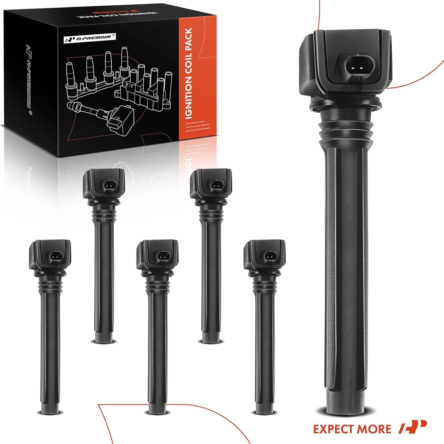A-Premium Ignition Coils Pack Compatible with for Jeep Grand Cherokee Wrangler Dodge Charger Journey Durango Ram 1500 200 300 2011-2016 6-PC Set