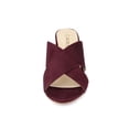 thumbnail image 6 of BLISSFUL STEP Women's Sandals Block Heels Crisscross Strap Mules Slide Sandals Burgundy 5.5, 6 of 8