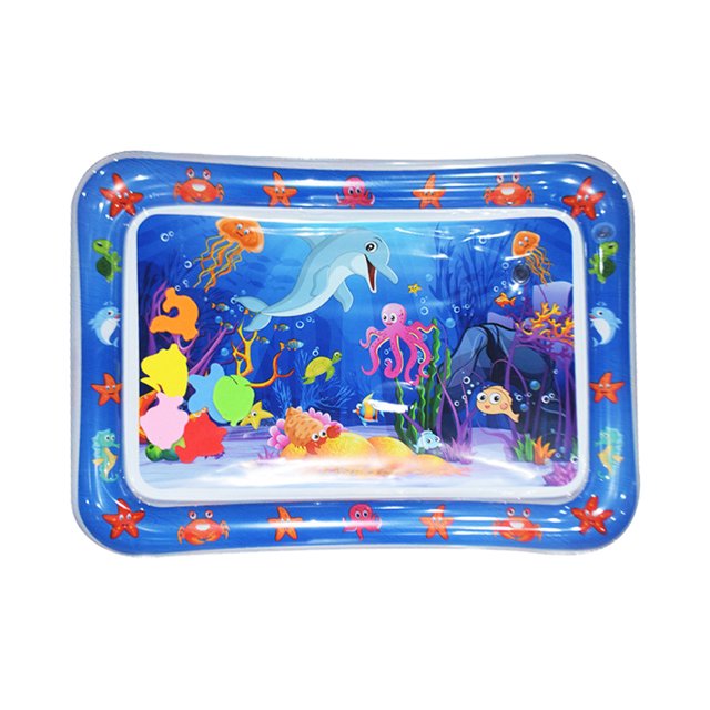 Animal Water Mat PVC Baby Water Play Mat Doble borde para actividad (Blue Dolphin) JShteea libre de BPA