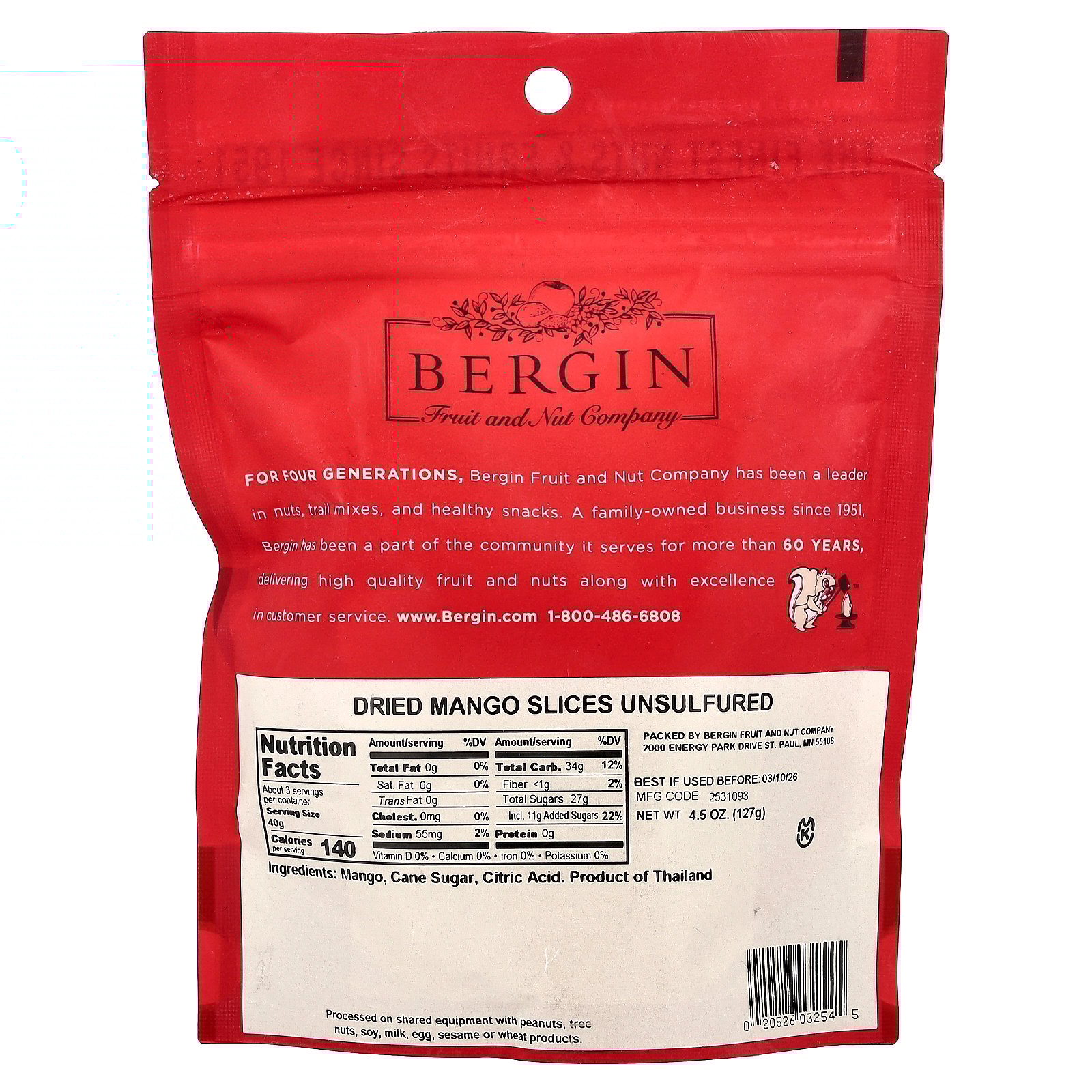 thumbnail image 2 of Bergin Fruit and Nut Company Mangos, Dried Slices, Unsulfured, 4.5 oz (127 g), 2 of 2