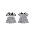 thumbnail image 2 of Cjfdfy Kids Toddler Baby Girls Halloween Dress Outfit Infant Baby Girls Summer Fall Clothes 6 12 18 24 Months 2 3 4 5 Years Doll Collar Ghost Witch Hat Bat Print Short Sleeve Striped Dress, 2 of 9