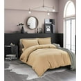thumbnail image 2 of 3-Piece Duvet Cover Set, 1800 Premier, Button Closure, Solid Color - Cooling, Breathable Material- Wrinkle, Fade, Stain Resistant, Full/Queen, Gold, 2 of 3