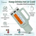 thumbnail image 3 of Tumbler with Handle, Insulated Tumbler with Lid and Straw, Stainless Steel Travel Coffee Mug, Hot and Cold Tumbler, Perfect for Camping, Travelling & Gifting, 40 OZ, Pastel Green, 3 of 9