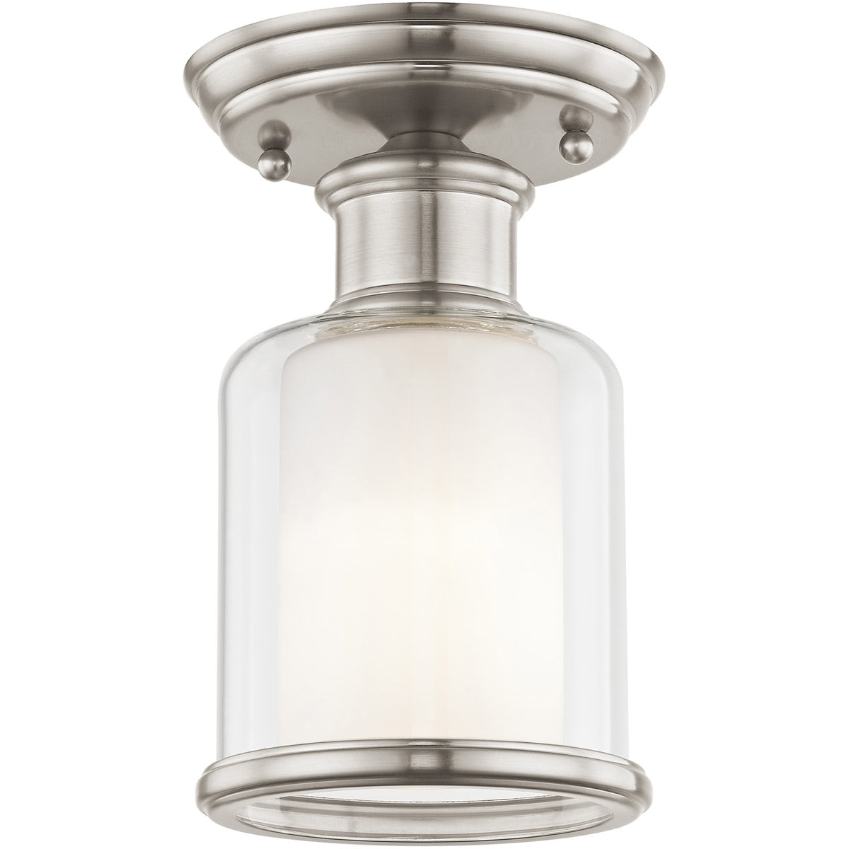 1 Light Brushed Nickel Ceiling Light fixture with Hand Crafted Clear Glass Shade