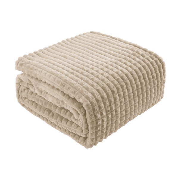 Unique Bargains Soft Flannel Fleece Bed Throw Blanket Camel 78" x 89