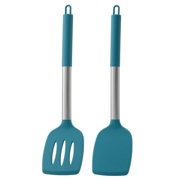 Paquete de 2 espátulas de silicona antiadherentes para sartenes, espátulas de cocina para huevos, pescado y tortitas.