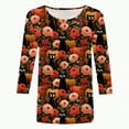 thumbnail image 4 of Godom Halloween T Shirt Women Vintage Graphic Tees 3/4 Sleeve Casual Funny Halloween Party Shirts, 4 of 6