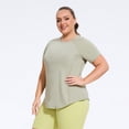 thumbnail image 4 of Haut d'Entraînement à Manches Courtes pour Femmes, T-Shirt de Protection Solaire Grande Taille, Coupe Ample, Mélange Polyester Spandex Respirant, Col Rond, Chemise d'Été Décontractée, 4 of 7
