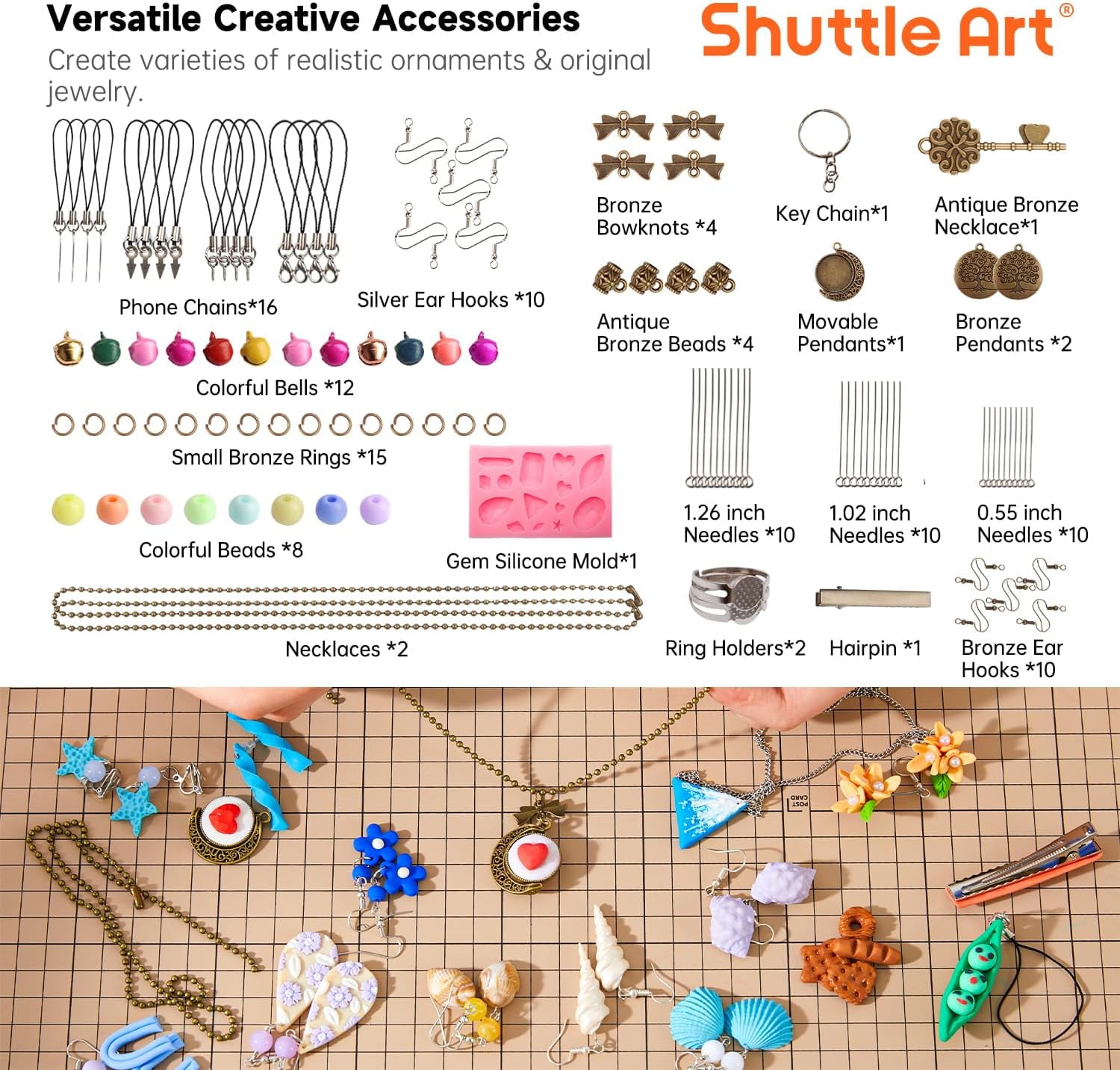 Polymer Clay, Shuttle Art 60 Colors Oven Bake Modeling Clay, Creative Clay Kit with 19 Clay Tools and 16 Kinds of Accessories, Non-Toxic, Non-Sticky, Ideal DIY Art Craft Clay Gift