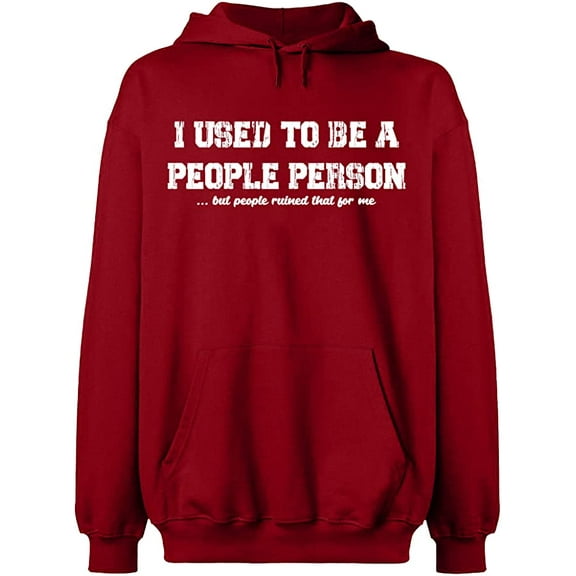 Unisex Hoodie Sweatshirt, I Used To Be People Person, Slim Fit, Long Sleeve Sweater - Antiquee Cherry Small